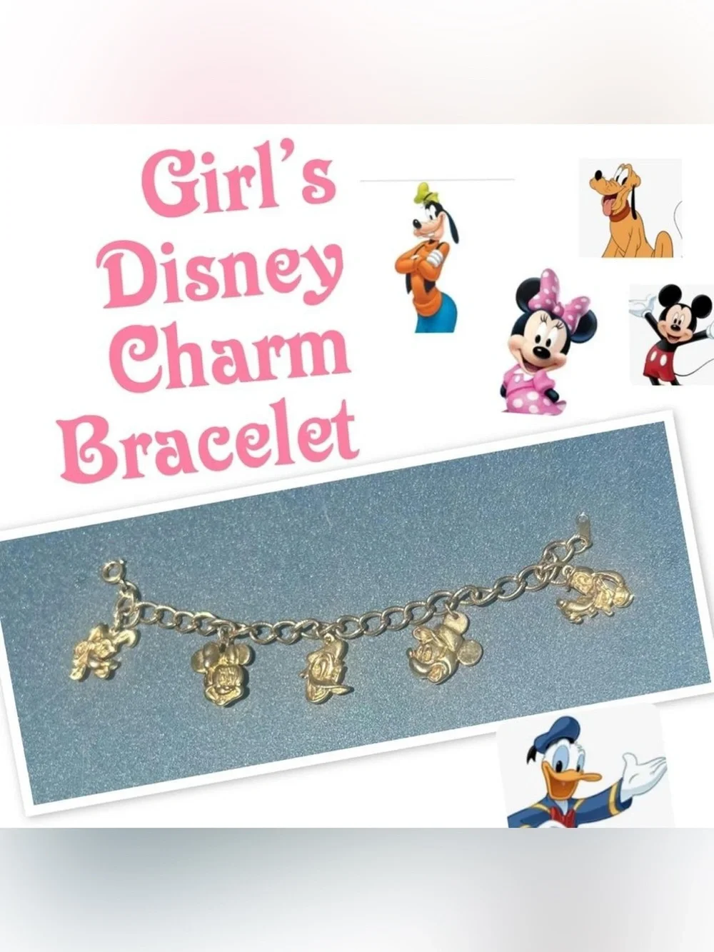 Disney Gold-Tone Charm Bracelet with Minnie, Mickey & Friends